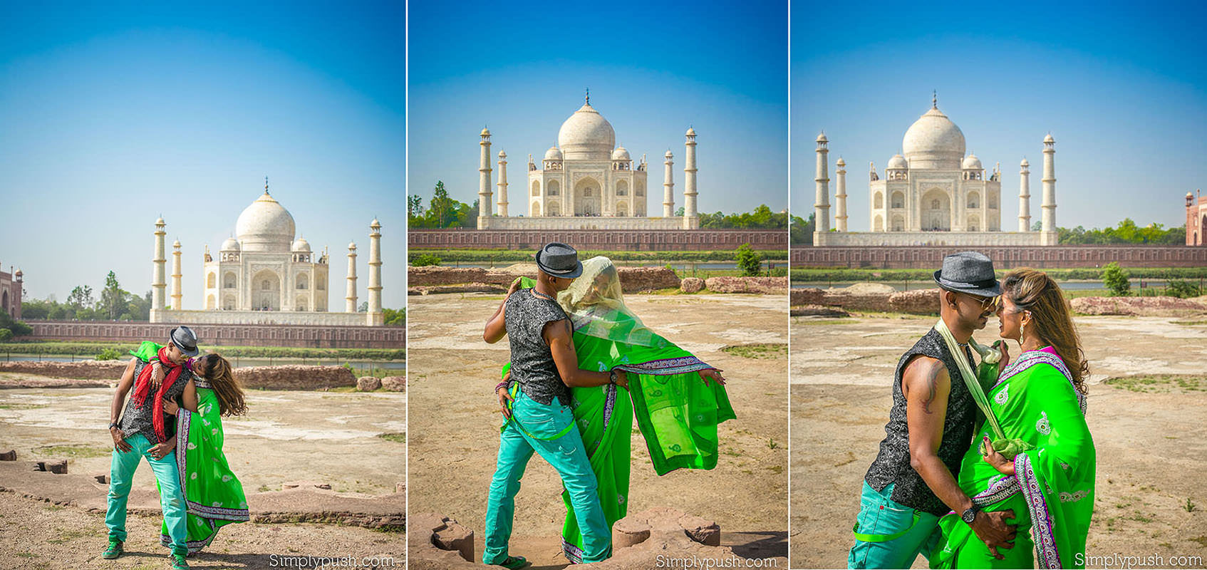 Romantic Indian Couple Love Enjoy View Taj Mahal Agra India Stock Photo by  ©CRSPHOTOS 475764708